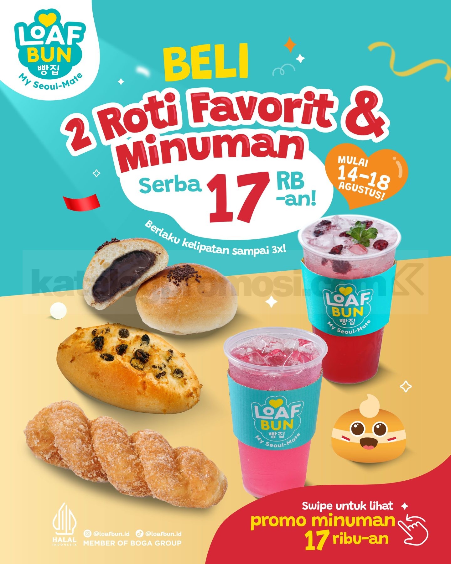 Promo Loaf Bun Beli 2 Roti dan Minuman Favorit Serba Rp17 Ribuan Promo Loaf Bun beli 2 roti dan minuman favorit serba Rp17 ribuan