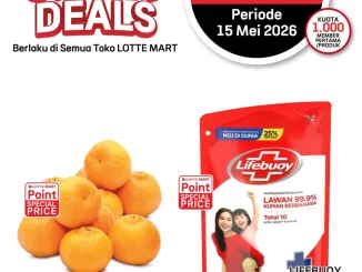 Promo LOTTE MART Crazy Deals Hanya 1 Hari tanggal 15 Mei 2026 untuk Jeruk Wokam dan LIFEBUOY Bodywash