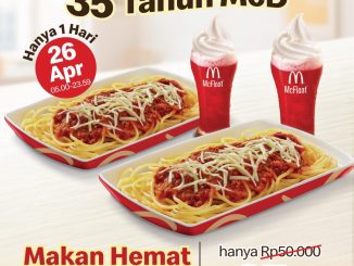Promo McDonalds 35 Tahun Makan Hemat Berdua Rp. 35.000 paket McSpaghetti Fanta McFloat dan paket pesan antar lengkap