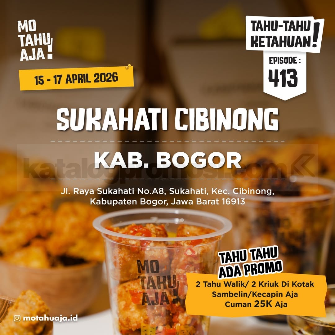 Promo Mo Tahu Aja Opening Cibinong 2 Box Rp. 25.000 Promo Mo Tahu Aja Opening Cibinong 2 Box Rp. 25.000 tahu kriuk dan tahu walik Sukahati