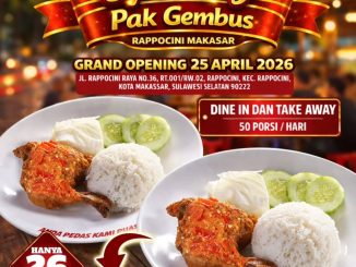 Promo Pak Gembus Grand Opening Rappocini Beli 1 Gratis 1 Rp. 26.000 Makassar