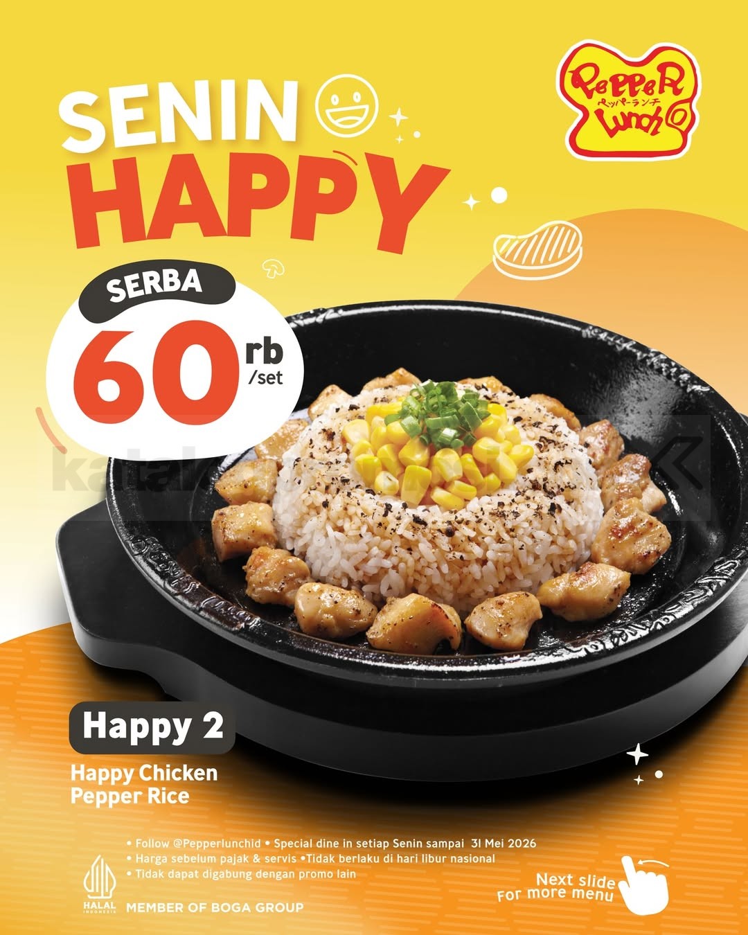 Promo Pepper Lunch Senin Happy Menu Rp. 60.000 Promo Pepper Lunch Senin Happy Menu Rp. 60.000 1
