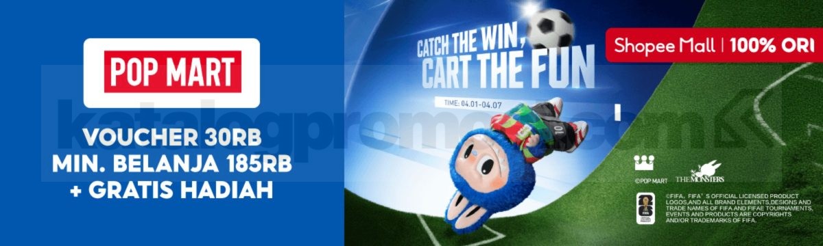 Promo POP MART Shopee Voucher Rp. 30 ribu + Hadiah Promo POP MART Shopee voucher Rp. 30 ribu dan hadiah gratis koleksi Labubu
