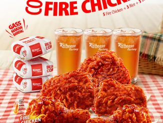 Promo Richeese Factory Combo Mabar Fire Chicken Mulai Rp. 137.273 isi 5 Fire Chicken 3 Nasi dan 3 Drink