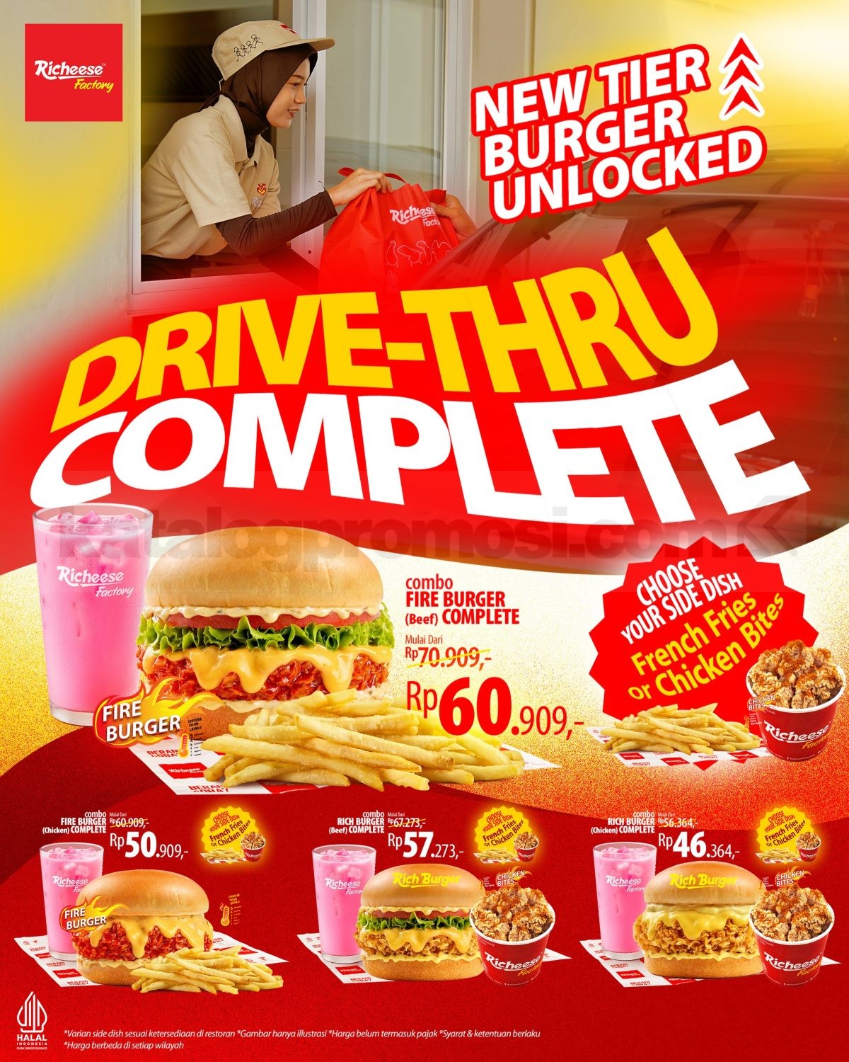 Promo Richeese Factory Drive-Thru Complete Mulai Rp. 46.364 Promo Richeese Factory Drive-Thru Complete mulai Rp. 46.364 dengan paket burger lengkap