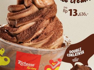 Promo Richeese Factory Richoco Dino Ice Cream Rp. 13.636 dengan topping double coklat