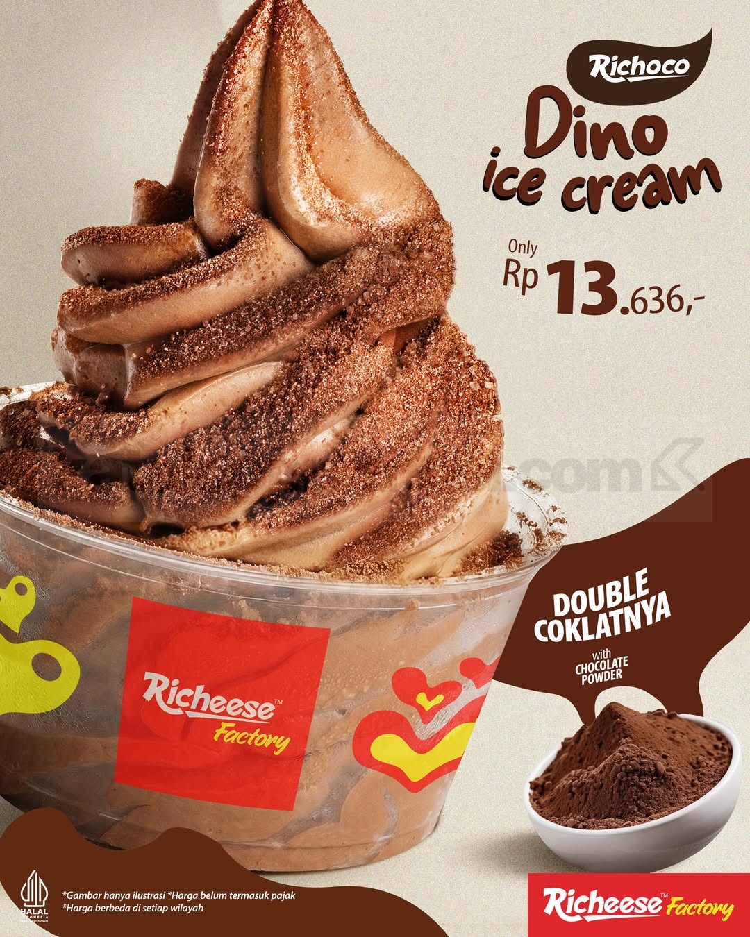 Promo Richeese Factory Richoco Dino Ice Cream Rp. 13.636 Promo Richeese Factory Richoco Dino Ice Cream Rp. 13.636 dengan topping double coklat