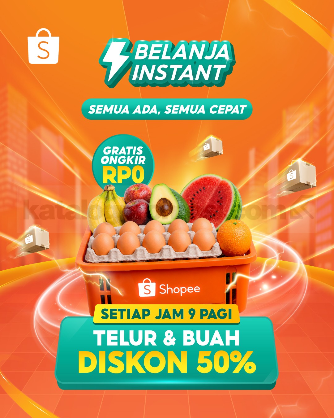Promo Shopee Belanja Instant Telur Buah Diskon 50% Promo Shopee Belanja Instant telur dan buah diskon 50% gratis ongkir Rp0