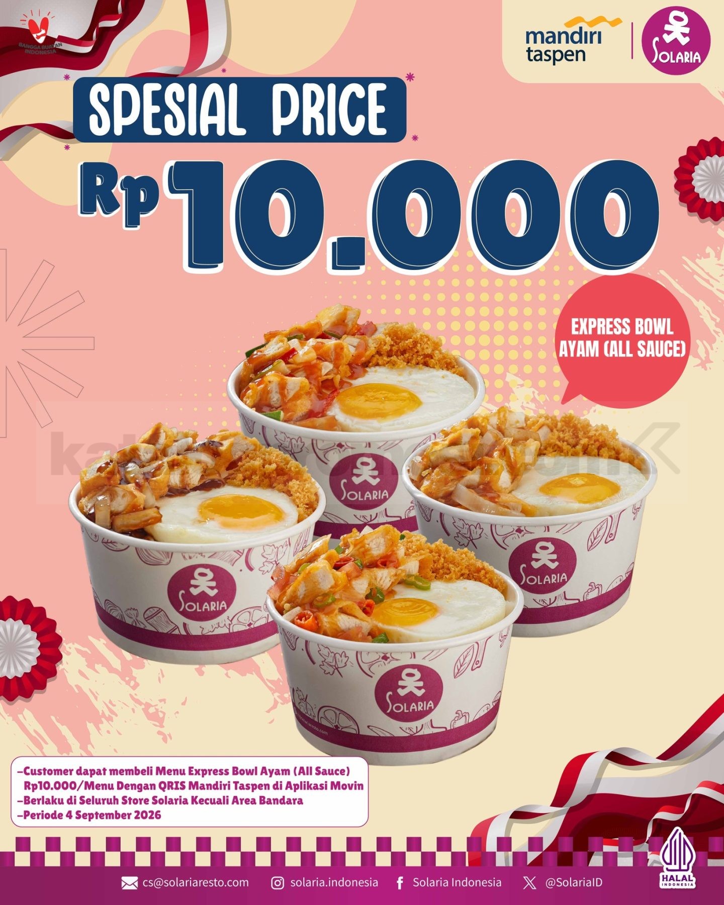 Promo Solaria Mandiri Taspen Express Bowl Ayam Rp10.000 Promo Solaria Mandiri Taspen Express Bowl Ayam Rp10.000 via QRIS Movin