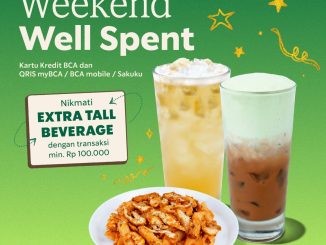Promo Starbucks BCA Weekend Well Spent FREE Tall Beverage setiap Sabtu dan Minggu dengan transaksi minimal Rp. 100.000