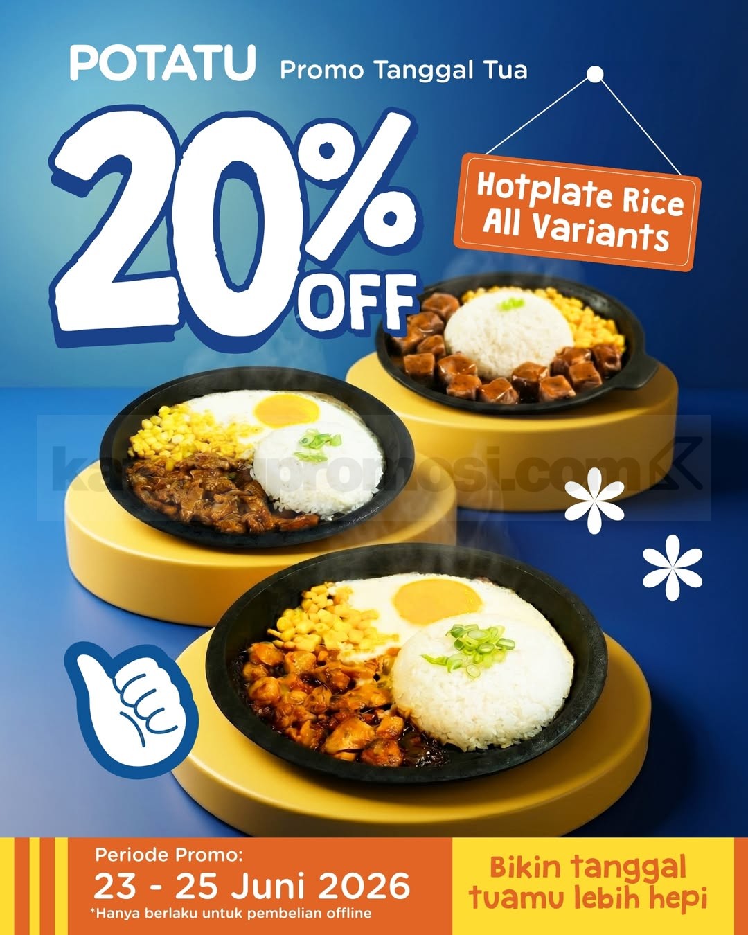 Promo Steak With U Tanggal Tua Hotplate Rice Diskon 20% Promo Steak With U Tanggal Tua Hotplate Rice Diskon 20% untuk semua varian Hotplate Rice di Surabaya