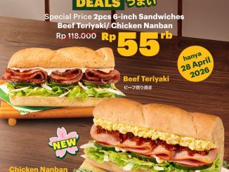 Promo Subway Umai Deals 2 Sandwich Rp. 55 ribu pilihan Beef Teriyaki dan Chicken Nanban