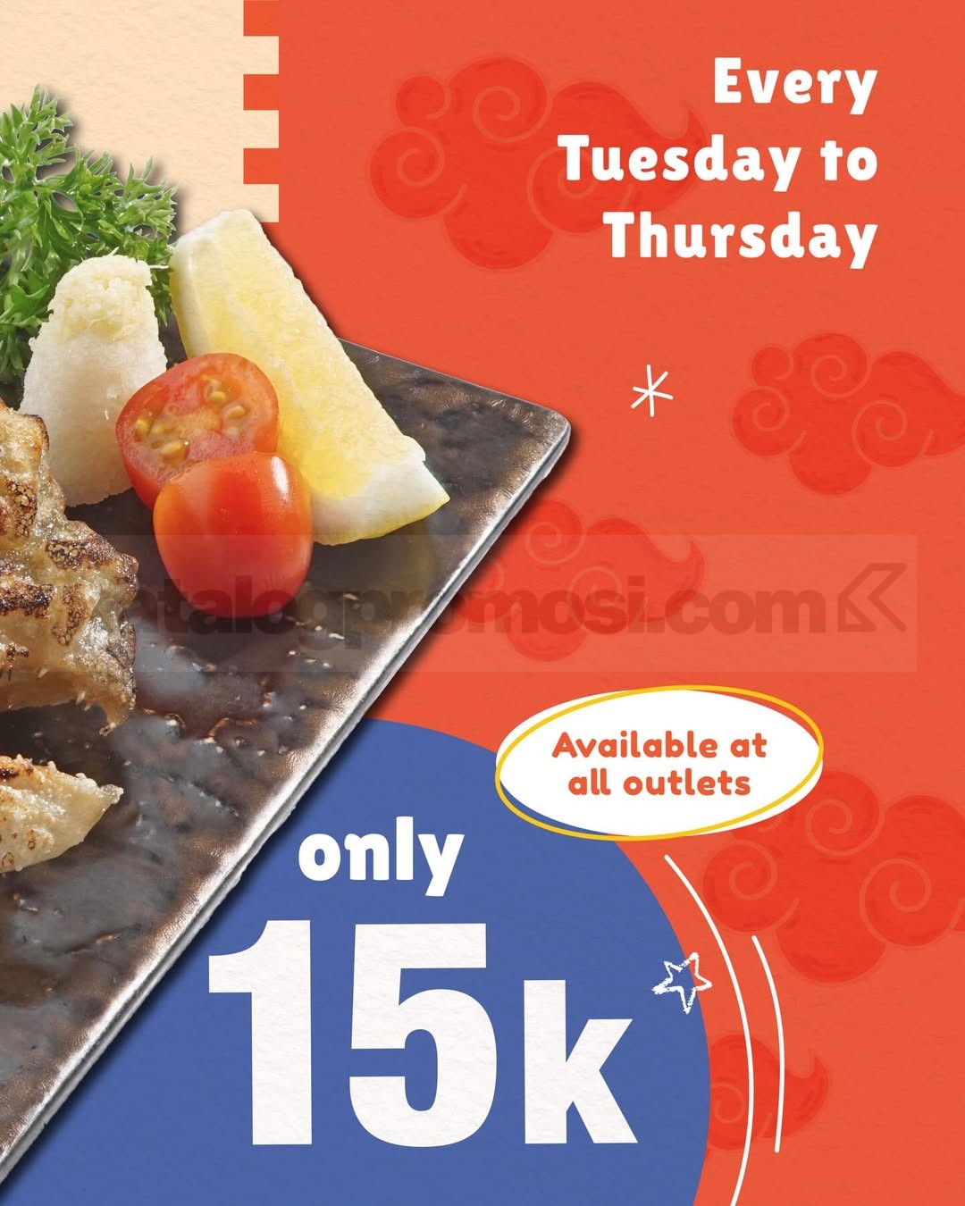 Promo Sushi Go Atama Salmon mulai Rp. 15.000 Promo Sushi Go Atama Salmon mulai Rp. 15.000 untuk menu Shioyaki dan Teriyaki setiap Selasa hingga Kamis