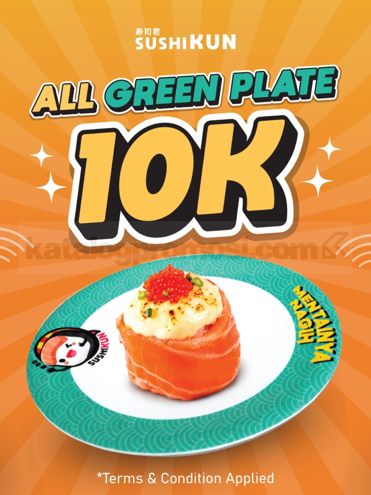 Promo Sushikun Green Plate Cuma Rp10.000 Promo Sushikun Green Plate cuma Rp10.000 per piring di Sushikun Samarinda.