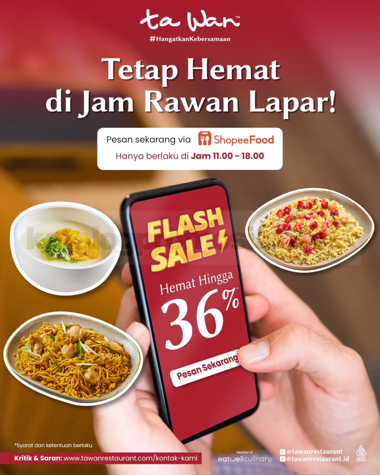 Promo Ta Wan ShopeeFood Flash Sale Diskon hingga 36% Promo Ta Wan ShopeeFood Flash Sale diskon hingga 36% untuk menu favorit