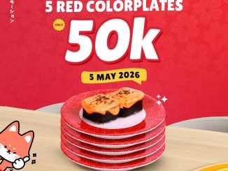 Promo Tom Sushi 05.05 Flash Sale 5 Red Colorplates Rp. 50.000 di seluruh outlet Indonesia