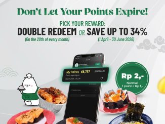 Promo Tom Sushi Double Redeem 1 Point Rp. 2 dan hemat 34% melalui aplikasi Sushi Tei Group