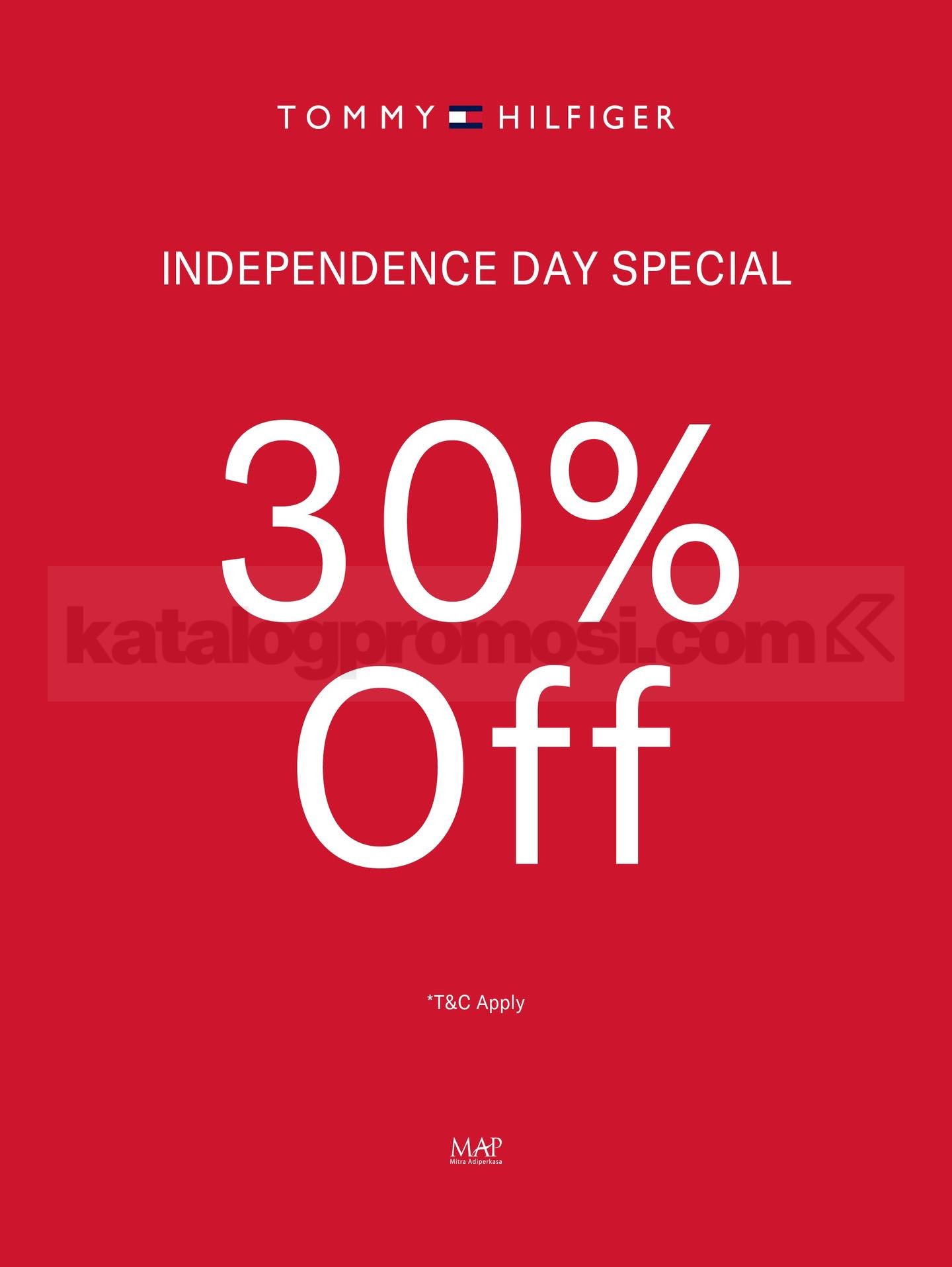 Promo Tommy Hilfiger Merdeka Diskon 30% Promo Tommy Hilfiger Merdeka Diskon 30% periode 14–17 Agustus 2026 khusus pembelian di store.