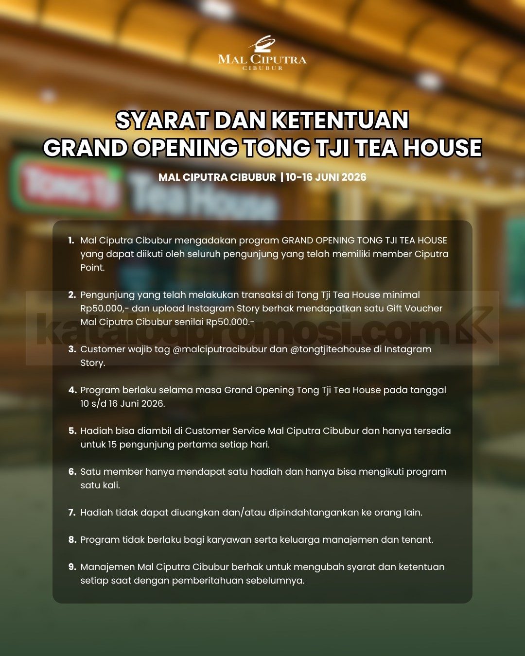 Promo Tong Tji Tea House Grand Opening Gift Voucher Rp. 50.000 Promo Tong Tji Tea House Grand Opening Gift Voucher Rp. 50.000 1