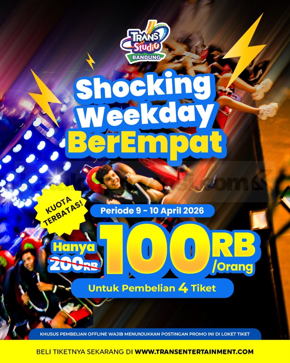 Promo Trans Studio Bandung Shocking Weekday Rp. 100.000 Promo Trans Studio Bandung Shocking Weekday Rp. 100.000 beli 4 tiket hemat