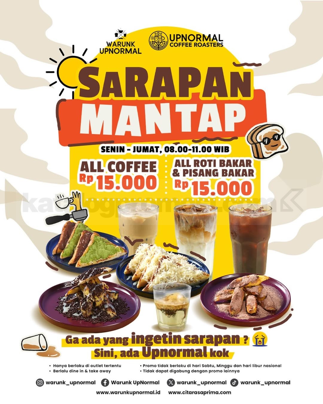 Promo Warunk Upnormal Sarapan Mantap All Menu Rp. 15.000 Promo Warunk Upnormal Sarapan Mantap All Menu Rp. 15.000