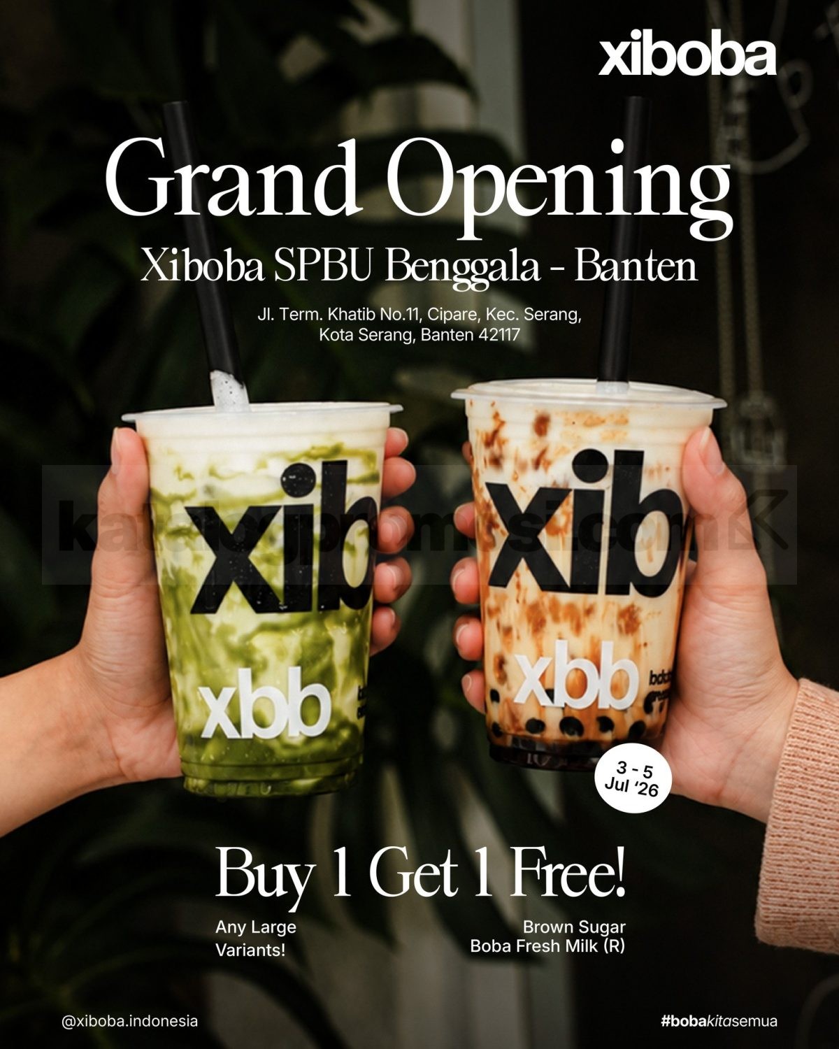 Promo Xiboba Grand Opening SPBU Benggala Buy 1 Get 1 Free Promo Xiboba Grand Opening SPBU Benggala Buy 1 Get 1 Free gratis Brown Sugar Boba Fresh Milk Reguler.