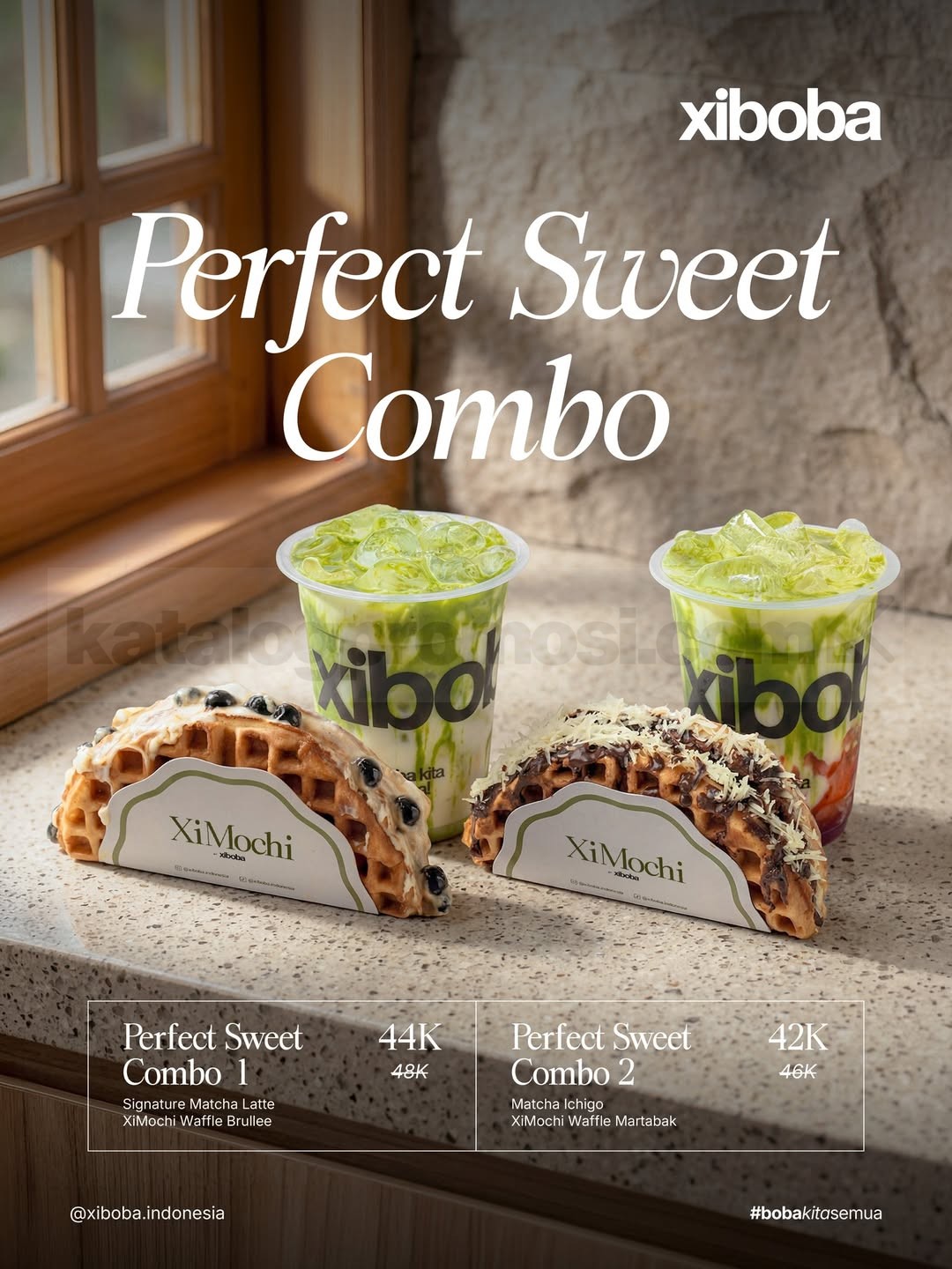 Promo Xiboba Perfect Sweet Combo Mulai Rp. 42.000 Promo Xiboba Perfect Sweet Combo Mulai Rp. 42.000 dengan XiMochi Waffle dan minuman matcha selama Juni 2026