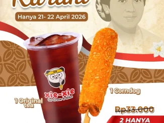 Promo Xie Xie Spesial Hari Kartini Deals 2 Item Rp. 21.000 periode 21 – 22 April 2026 paket Original Tea dan Corndog
