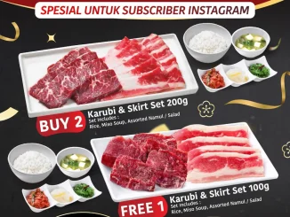 Promo Yakiniku Like Buy 2 Free 1 Karubi & Skirt Set periode 18-20 Mei 2026