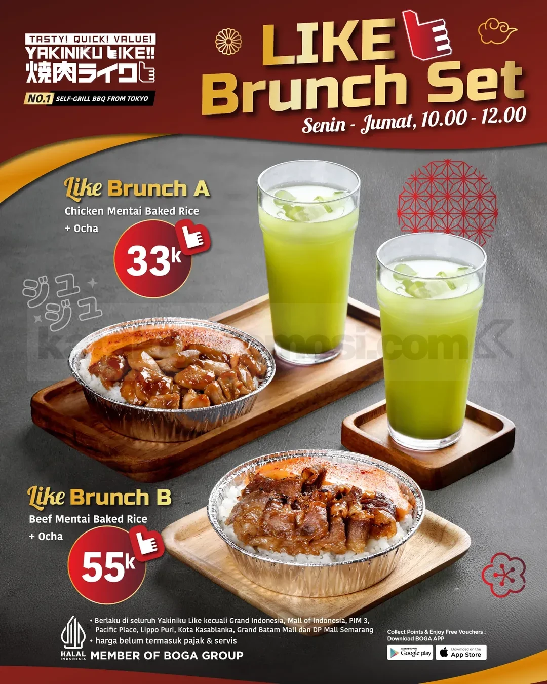Promo Yakiniku Like Like Brunch Set Mulai Rp. 33.000 Promo Yakiniku Like Like Brunch Set Mulai Rp. 33.000 dengan baked rice dan ocha