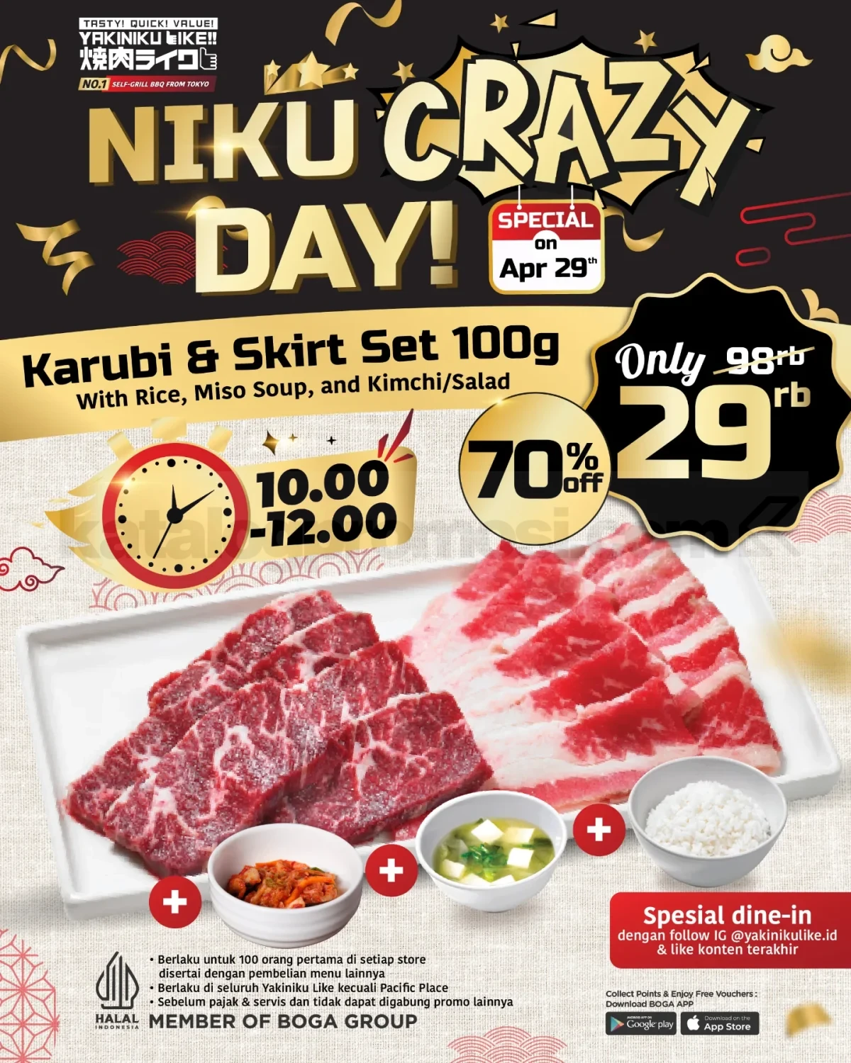 Promo Yakiniku Like Niku Crazy Day Karubi Set Rp. 29.000 Promo Yakiniku Like Niku Crazy Day Karubi Set Rp. 29.000 dengan paket hemat menu favorit