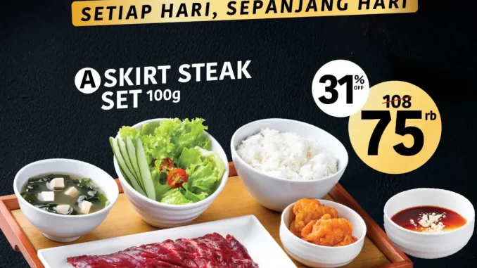 Promo Yakiniku Like Value Deals mulai Rp. 75.000 dengan paket yakiniku lengkap setiap hari.