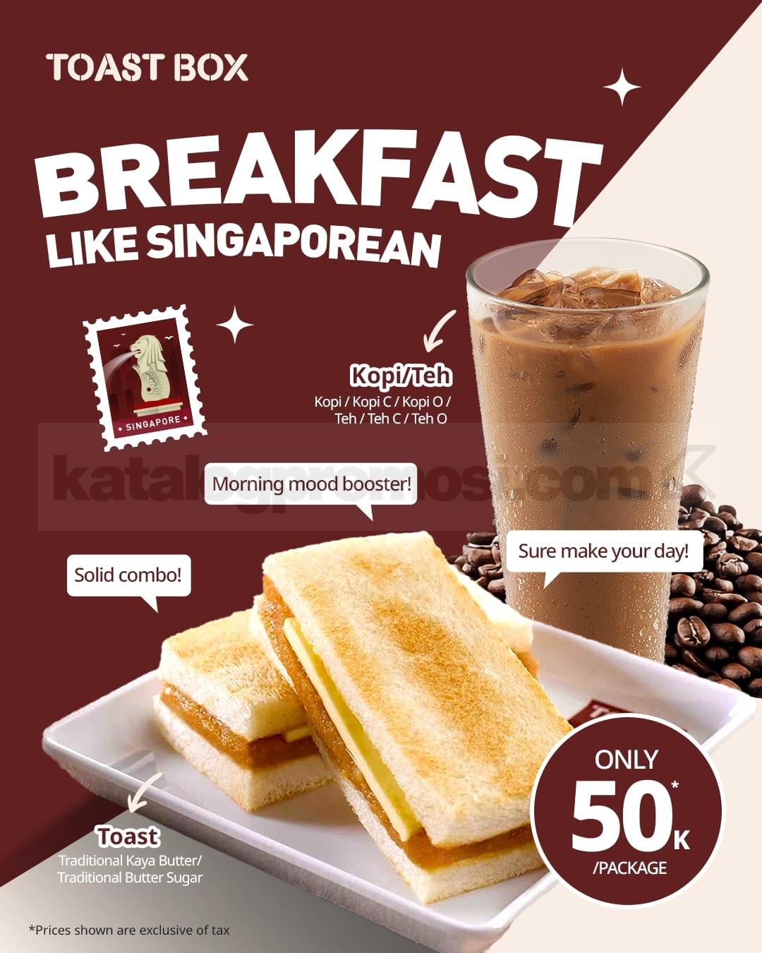 Promo Toast Box Kopi dan Toast Package Rp. 50.000 Promo Toast Box Kopi dan Toast Package Rp. 50.000 dengan pilihan kopi atau teh dan toast favorit