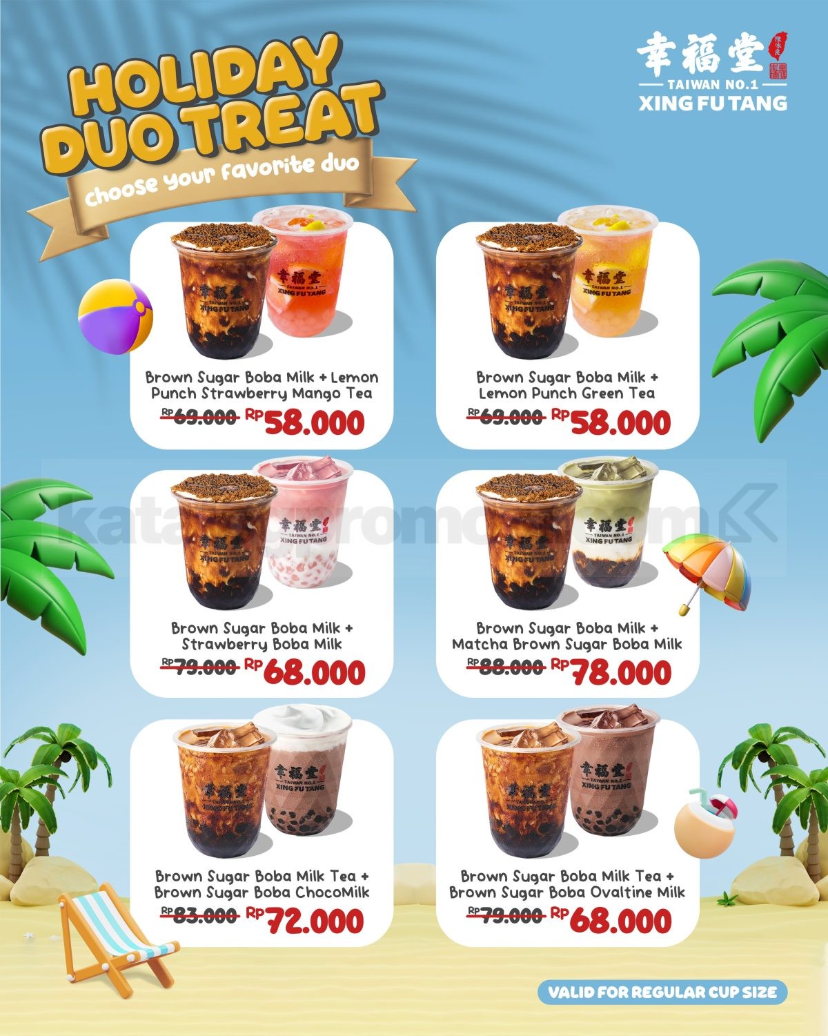 Promo Xing Fu Tang Holiday Duo Treat 2 Minuman Mulai Rp. 58.000 Promo Xing Fu Tang Holiday Duo Treat 2 Minuman Mulai Rp. 58.000 1