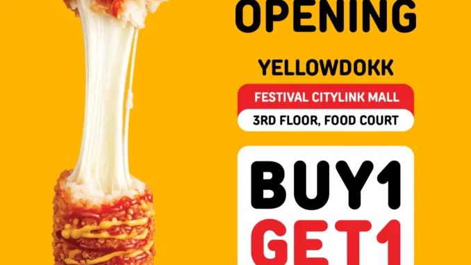 Promo Yellowdokk Grand Opening Buy 1 Gratis 1 Korean Snack berlaku 16–22 Juli 2026 di Festival Citylink Mall.
