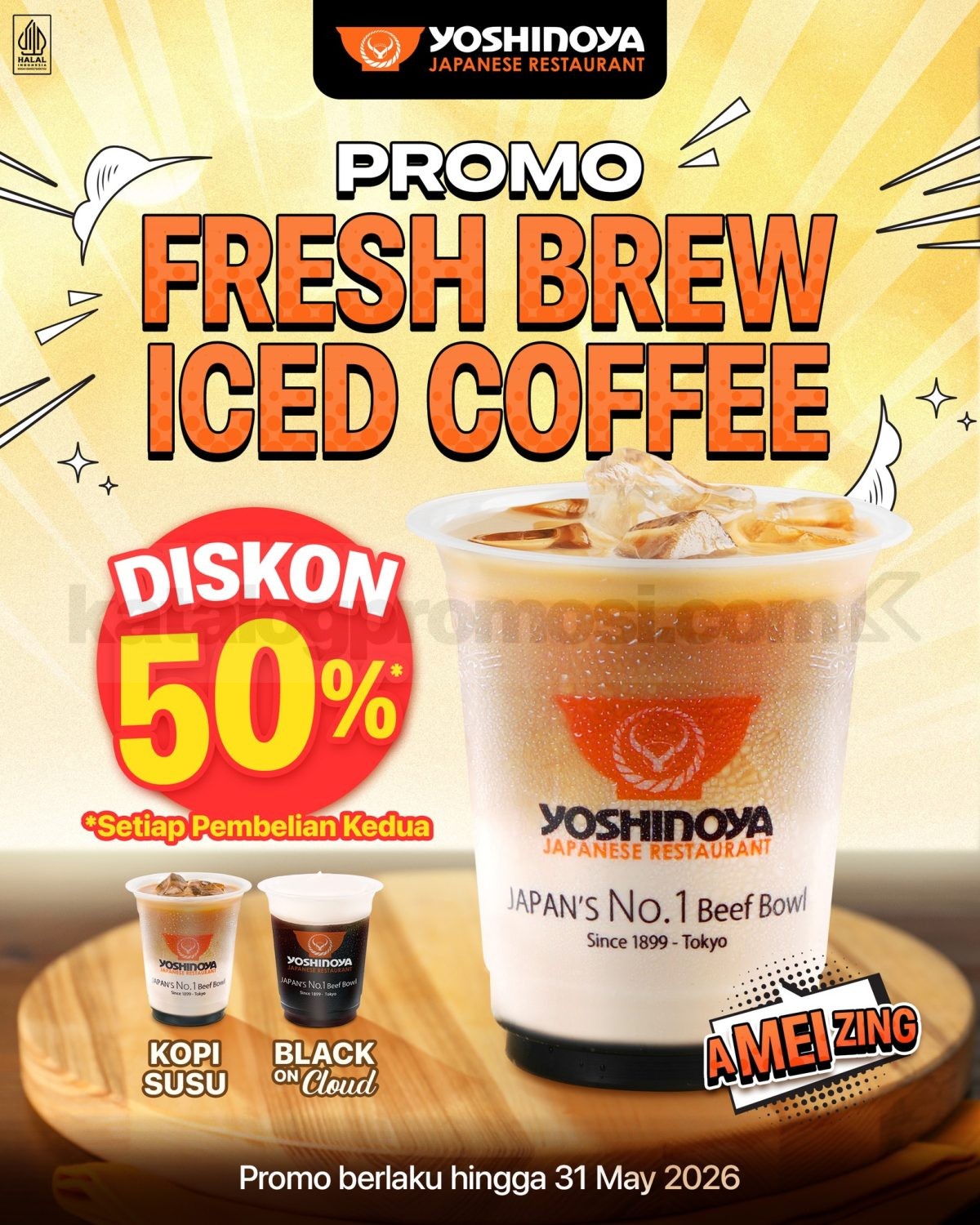 Promo Yoshinoya Diskon 50% Untuk Eskopcen & Fresh Brew Iced Untuk Pembelian Kedua Promo Yoshinoya Diskon 50% Untuk Eskopcen & Fresh Brew Iced Untuk Pembelian Kedua 1