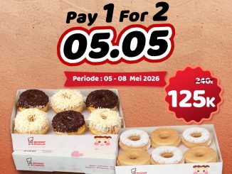 Promo Mister Donut 5.5 Pay 1 For 2 Donut Box For Rp. 125.000 periode 5-8 Mei 2026