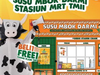 Promo Susu Mbok Darmi Beli 1 Gratis 1 di Stasiun MRT TMII untuk pembelian minuman selama program berlangsung