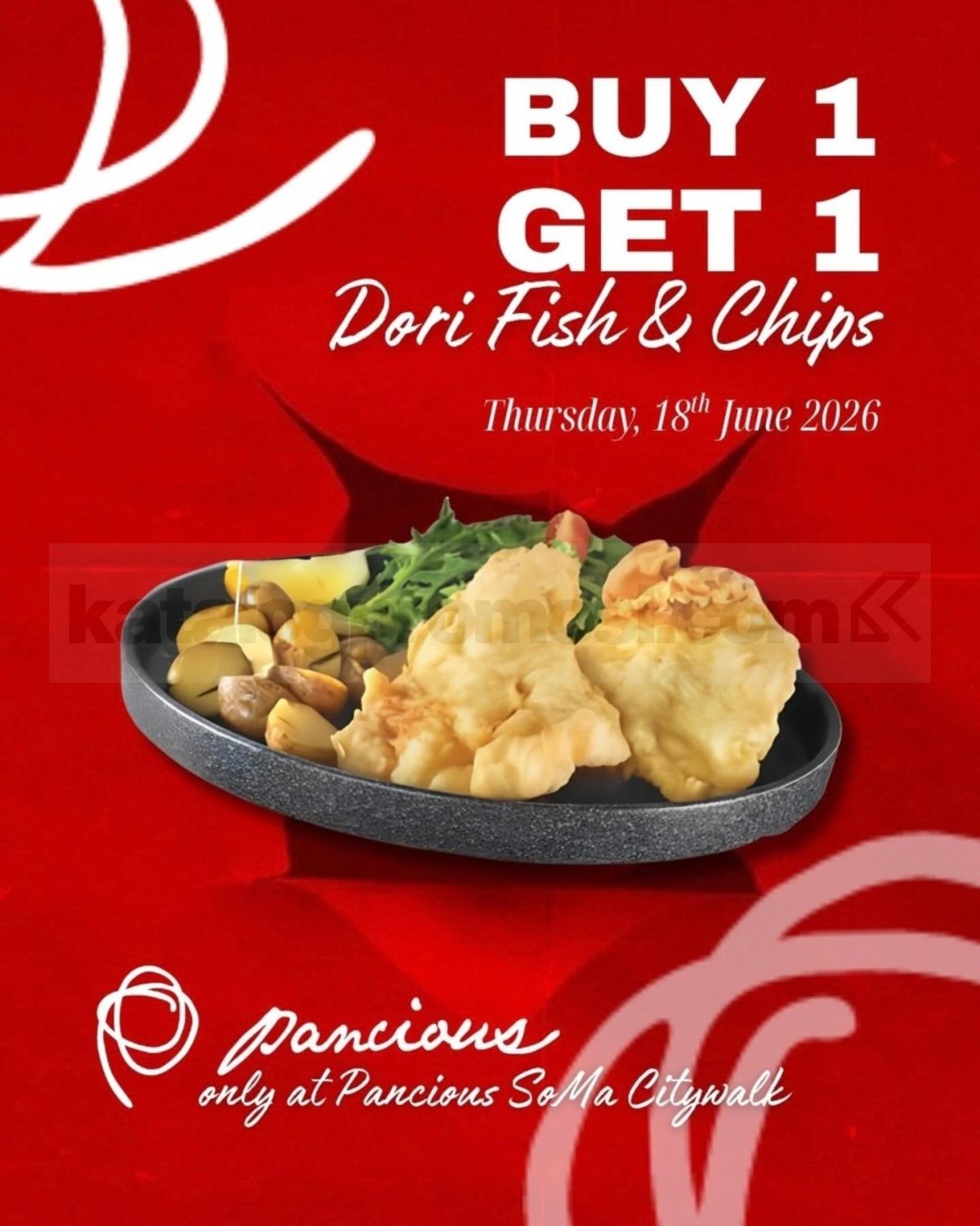 Promo Pancious Buy 1 Get 1 Dori Fish & Chips Promo Pancious Buy 1 Get 1 Dori Fish & Chips menu fish and chips crispy di SoMa Citywalk