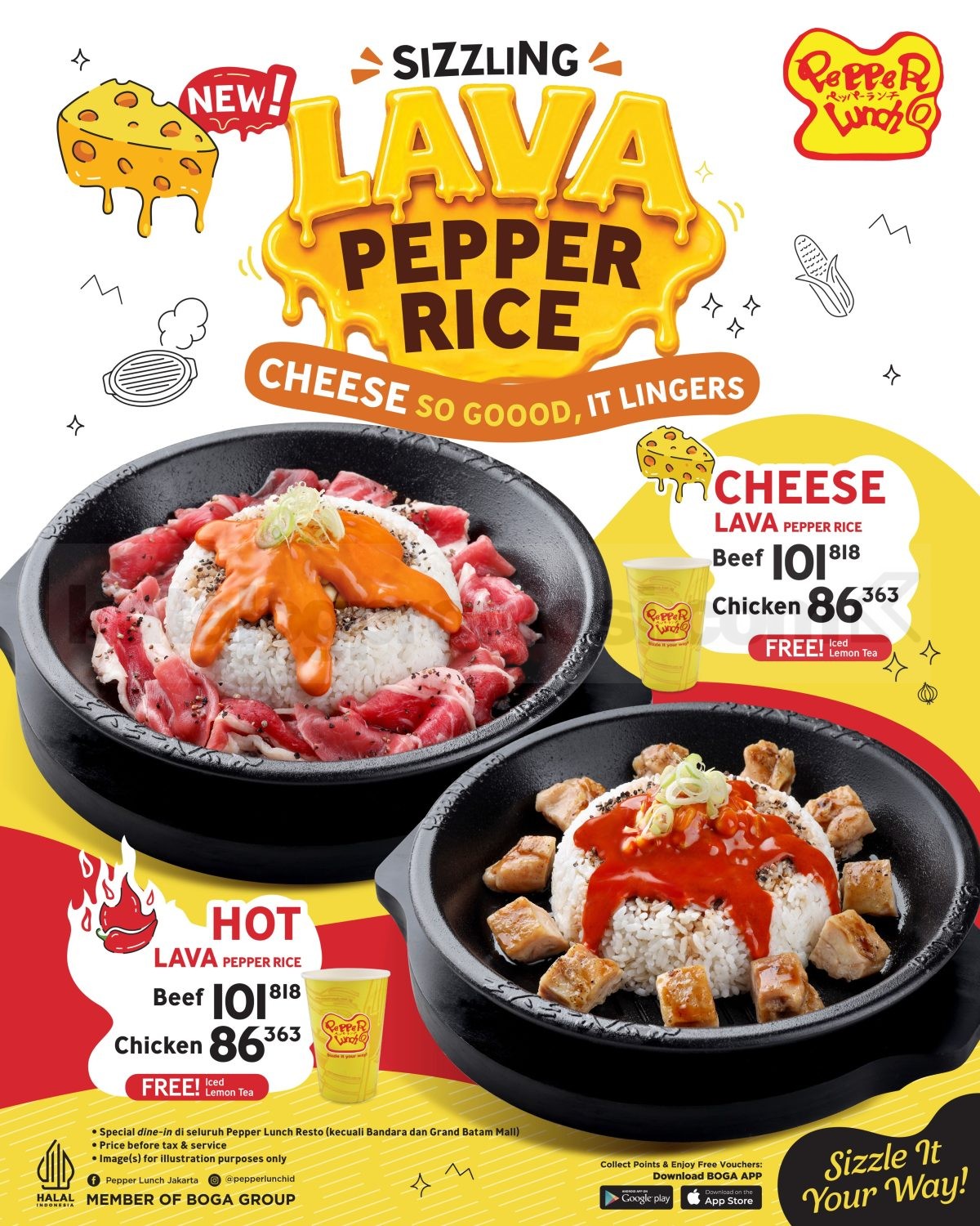 Promo Pepper Lunch NEW! Sizzling Lava Pepper Rice Gratis Iced Lemon Tea Promo Pepper Lunch NEW! Sizzling Lava Pepper Rice gratis Iced Lemon Tea dengan pilihan Beef dan Chicken.
