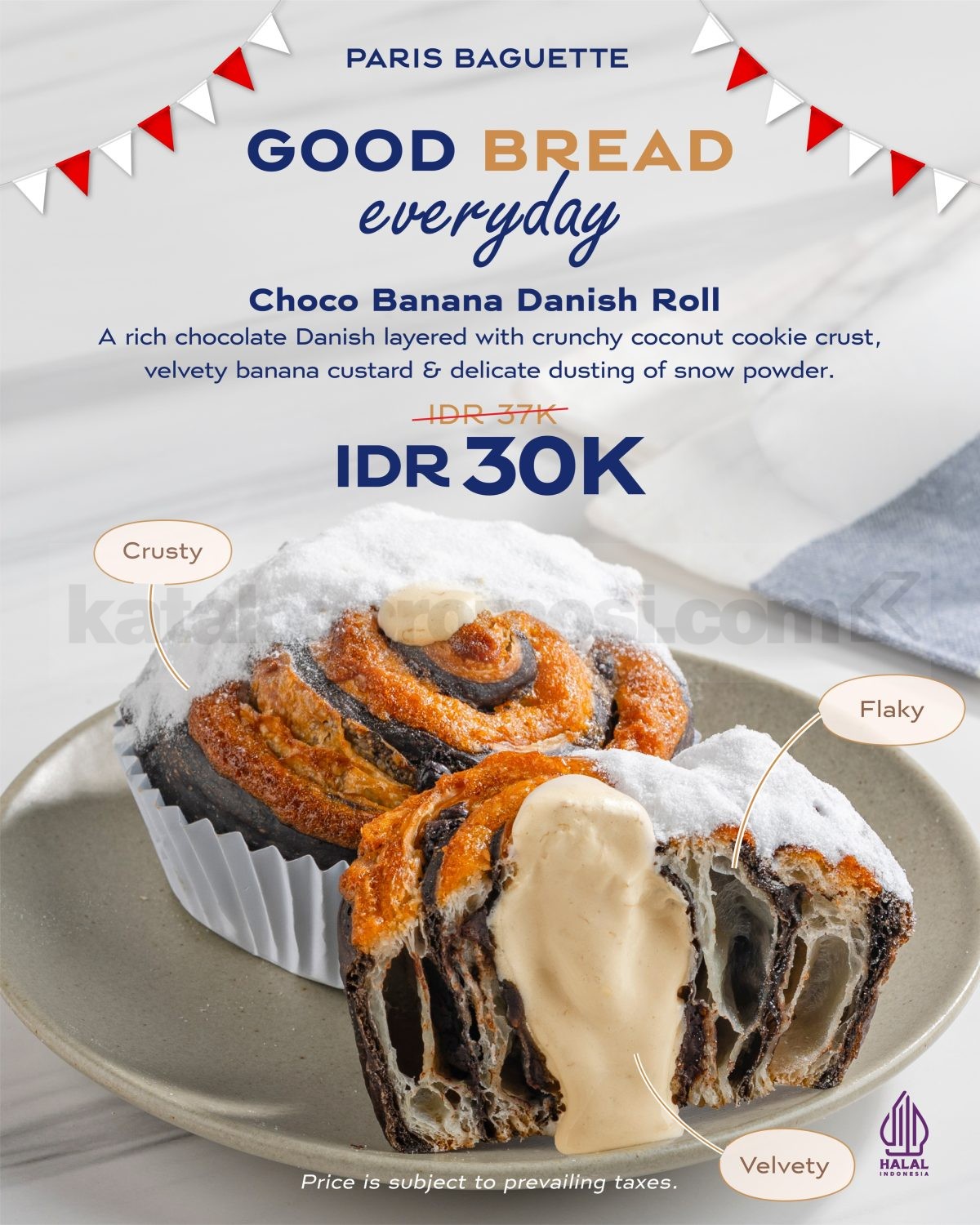 Promo Paris Baguette Choco Banana Danish Roll Cuma Rp. 30.000 Promo Paris Baguette Choco Banana Danish Roll Cuma Rp. 30.000 selama bulan Agustus.
