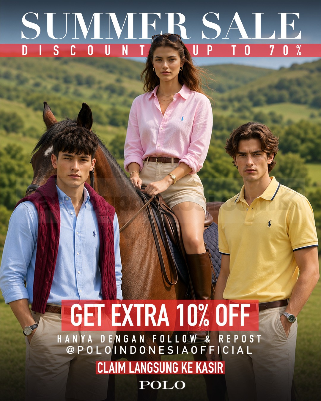 Promo Polo Indonesia Diskon hingga 70% + Extra Diskon 10% Promo Polo Indonesia Diskon hingga 70% + Extra Diskon 10% tanpa minimum pembelian.
