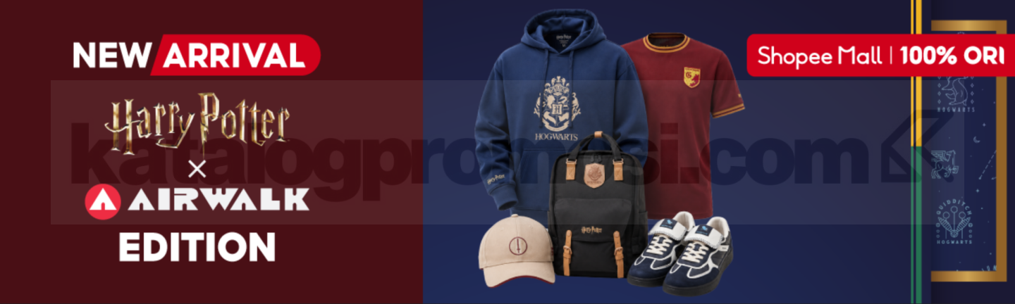 Promo Airwalk NEW! Koleksi Harry Potter di Shopee Promo Airwalk NEW! Koleksi Harry Potter di Shopee dengan pilihan footwear, apparel, bags, dan accessories.