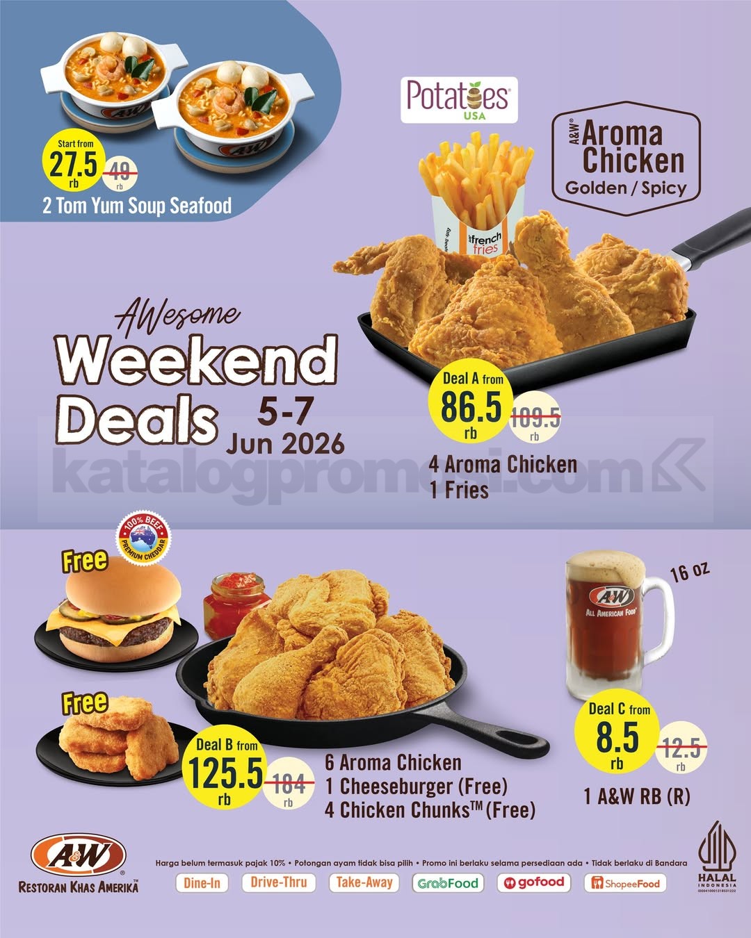 Promo A&W Awesome Weekend Deals Mulai Rp. 8.500 Promo A&W Awesome Weekend Deals mulai Rp. 8.500 paket ayam burger root beer dan tom yum soup