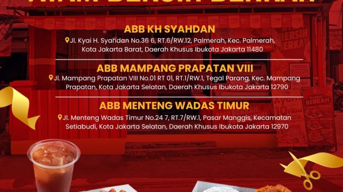 Promo Ayam Bersih Berkah Grand Opening beli 1 gratis 1 dan paket hemat Rp. 10.000