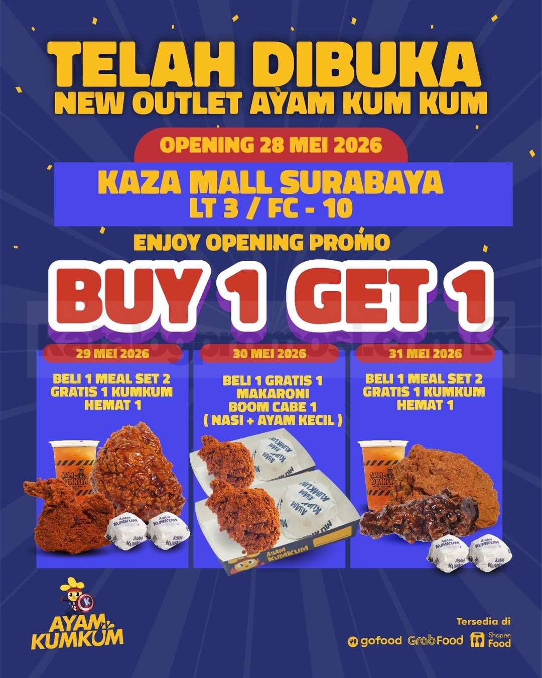 Promo Ayam KumKum Grand Opening Surabaya Buy 1 Get 1 Promo Ayam KumKum Grand Opening Surabaya Buy 1 Get 1 di Kaza Mall