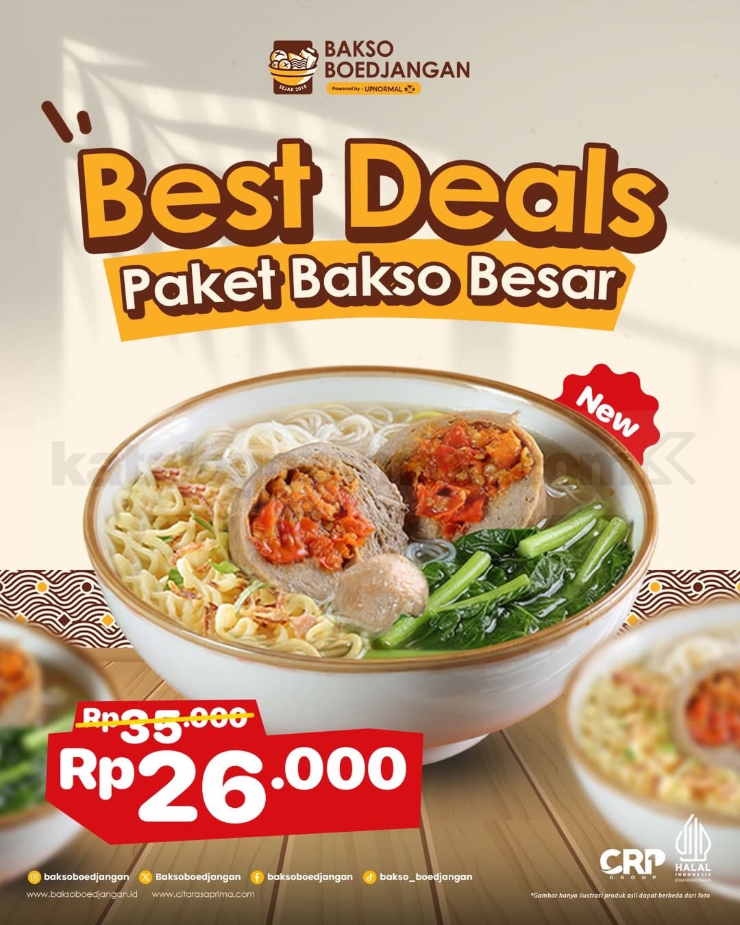 Promo Bakso Boedjangan NEW! Paket Bakso Besar Rp. 26.000 Promo Bakso Boedjangan NEW! Paket Bakso Besar Rp. 26.000 dengan porsi lebih puas dan harga hemat