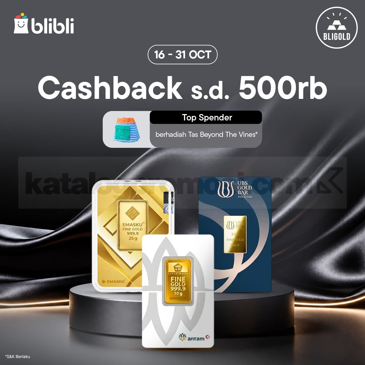 Promo BliGold Cashback Rp500.000 dan Hadiah Tas Promo BliGold cashback Rp500.000 dan hadiah tas Beyond The Vines di Blibli Oktober 2026