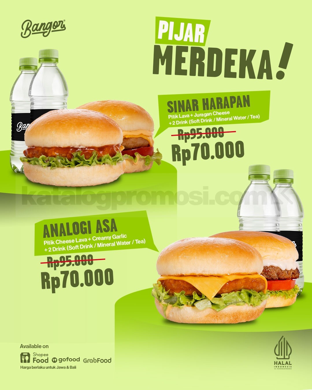 Promo Burger Bangor Pijar Merdeka Paket Berdua Rp. 70.000 Promo Burger Bangor Pijar Merdeka paket berdua Rp. 70.000