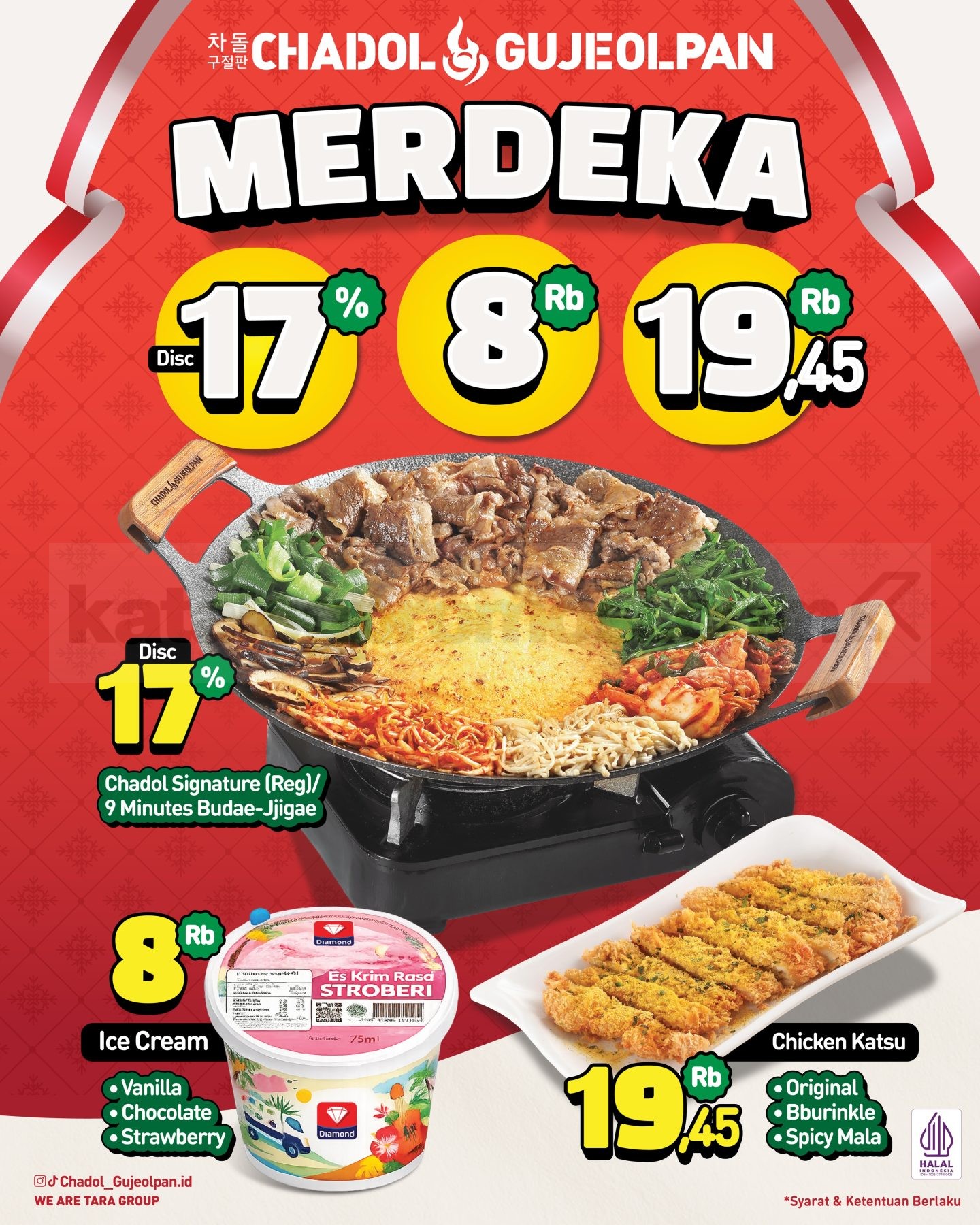 Promo Chadol Gujeolpan Merdeka Diskon 17% Promo Chadol Gujeolpan Merdeka diskon 17% dan menu mulai Rp8.000